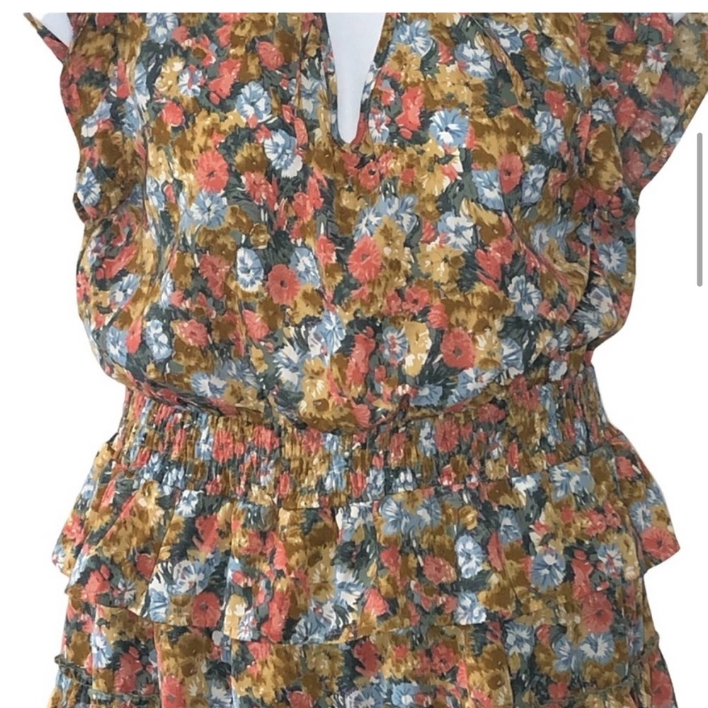 Anthropologie Entro Boho Floral Print Tiered Mini Dress size Large - Picture 4 of 12